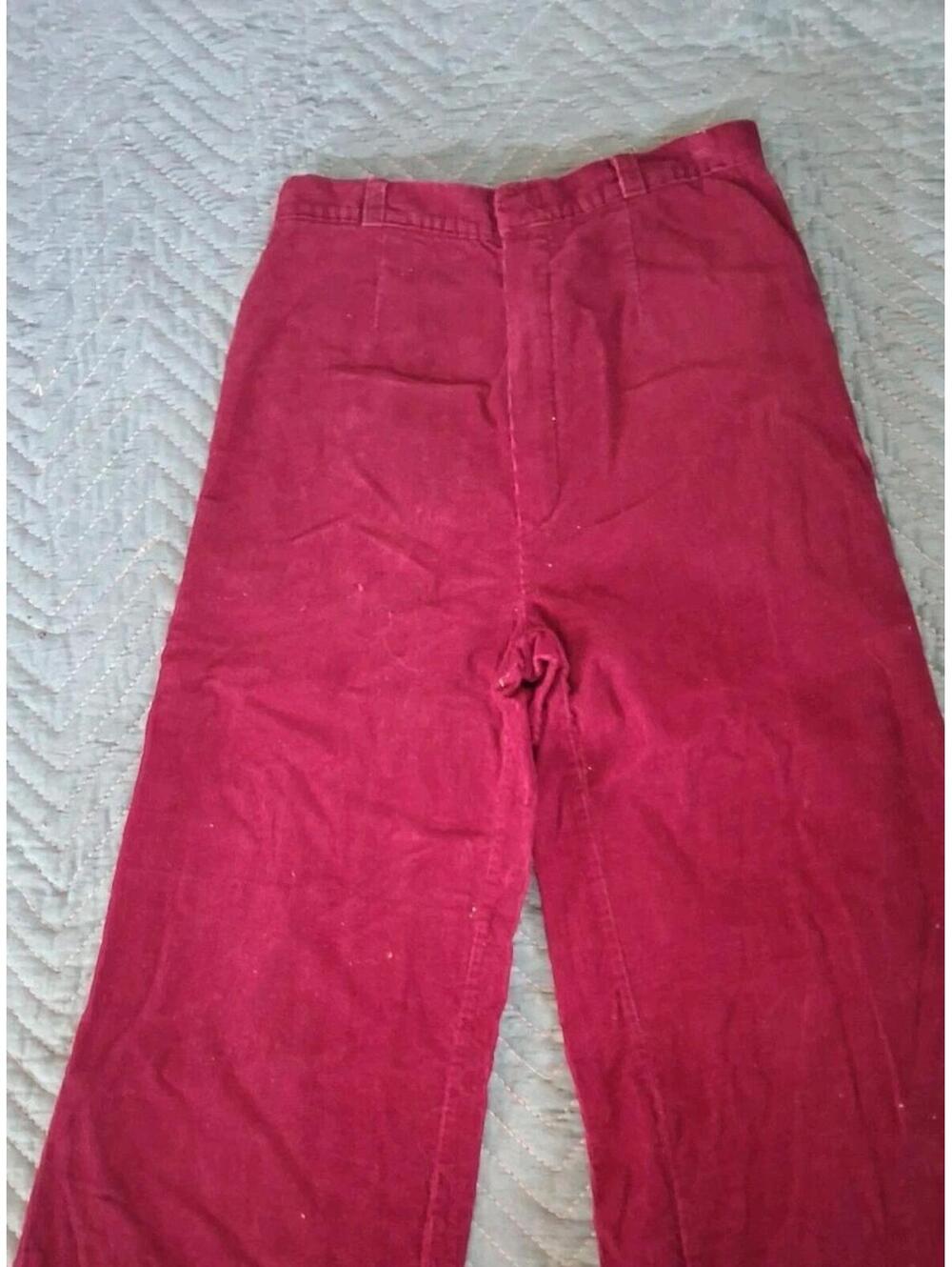 Vintage 70s Corduroy Pants Red Sears Juniors Wide Leg Size 9 Hippy Boho